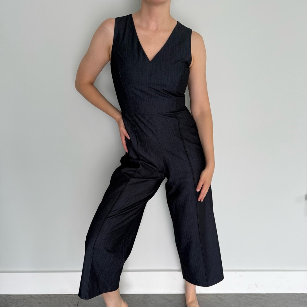 Ivanka Trump Wide Leg Jumpsuit Dark Wash Stretch Small/Medium